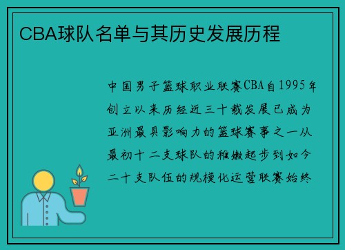 CBA球队名单与其历史发展历程